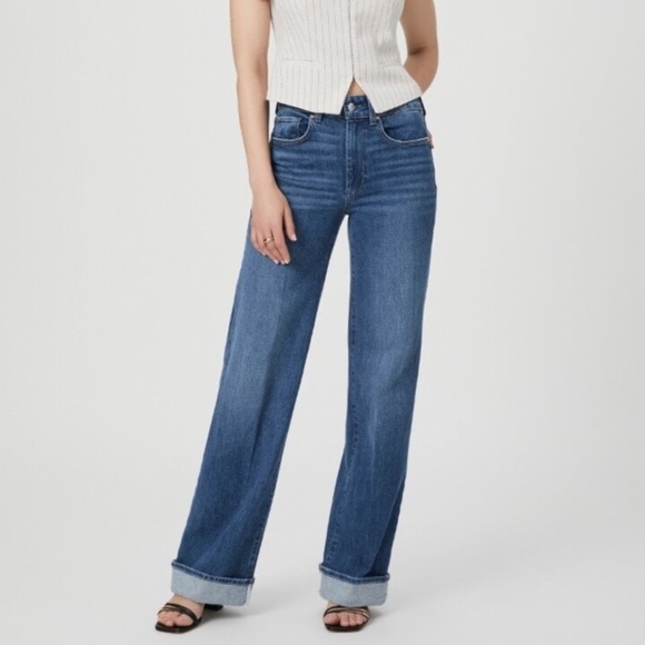 NWT Paige Sasha Cuffed 32" Nadira Wide Leg Jeans Size 28